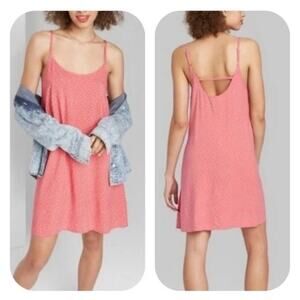 Lightweight Summer Sun Dress Class Pink With Polkadots Womens Medium